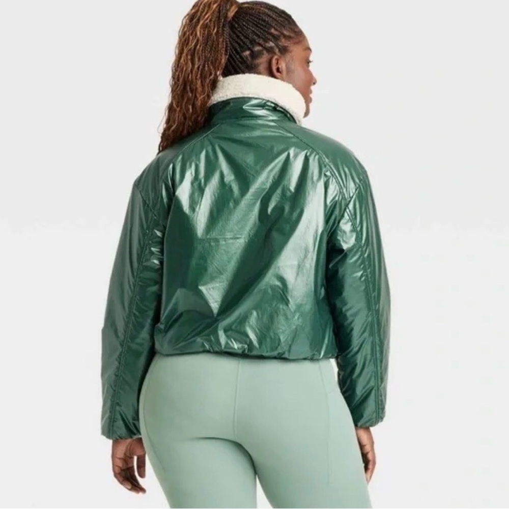 All in Motion Women’s Hooded Jacket Green Full Zip Sherpa Lined Size L NWT - Picture 2 of 6